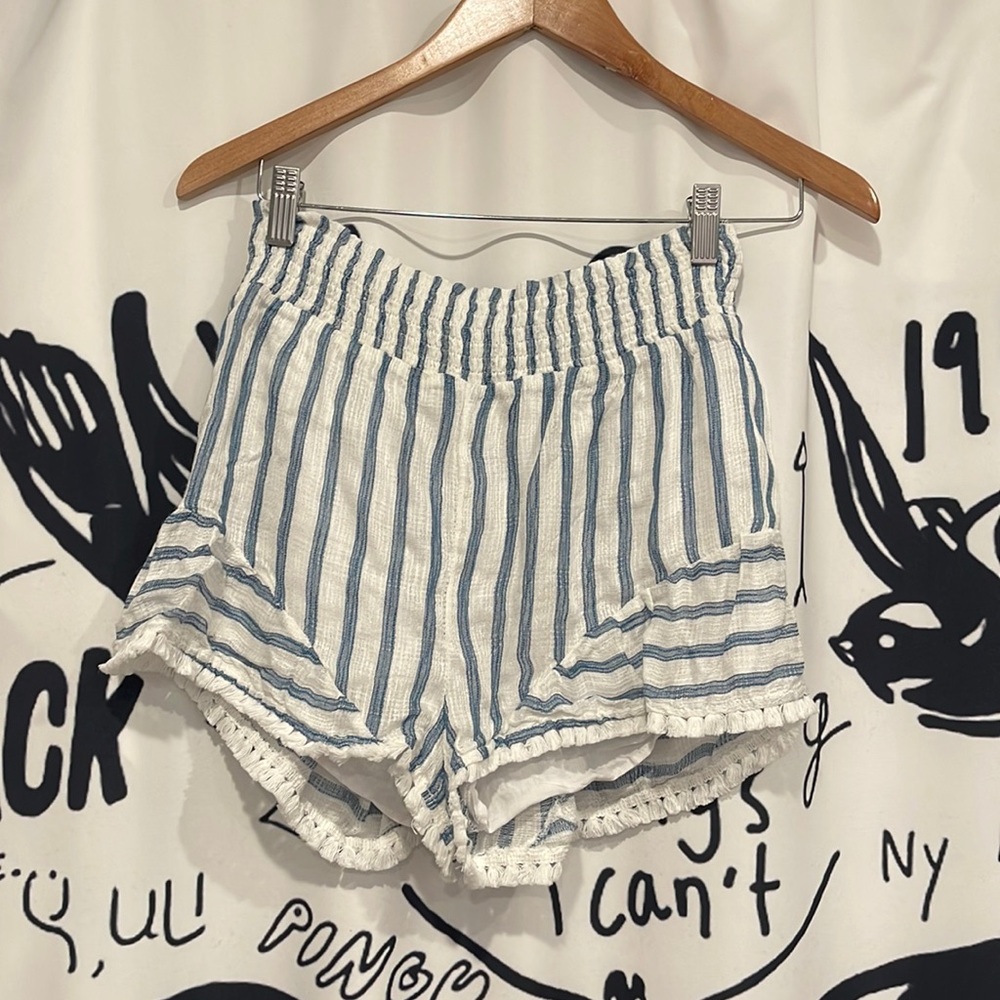 Flowy white with blue stripes shorts